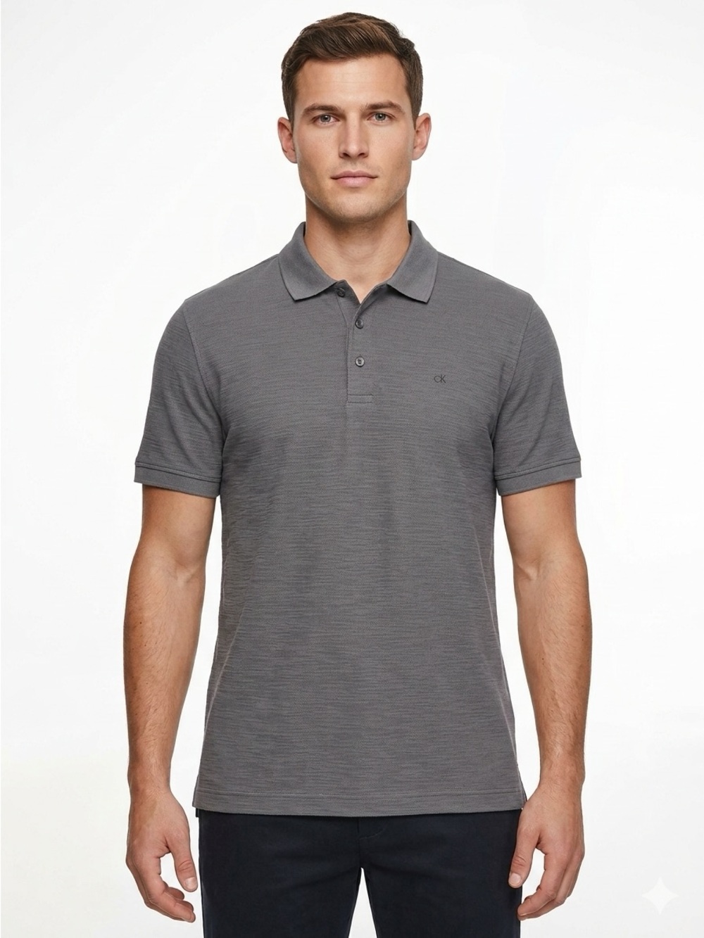 CALVIN KLEIN Heather Gray Polo Golf Shirt L Large NWT $65 lcsr